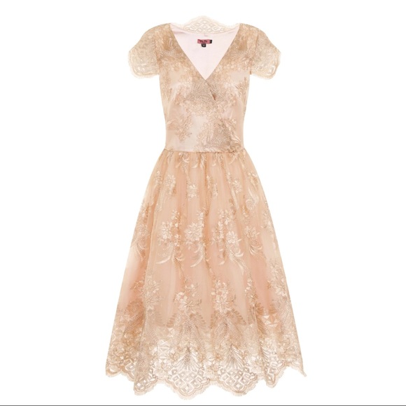 Chi Chi London Dresses & Skirts - Chi Chi Ida Dress Rose Gold Pink Formal Lace Tulle UK 6 US 2 Formal